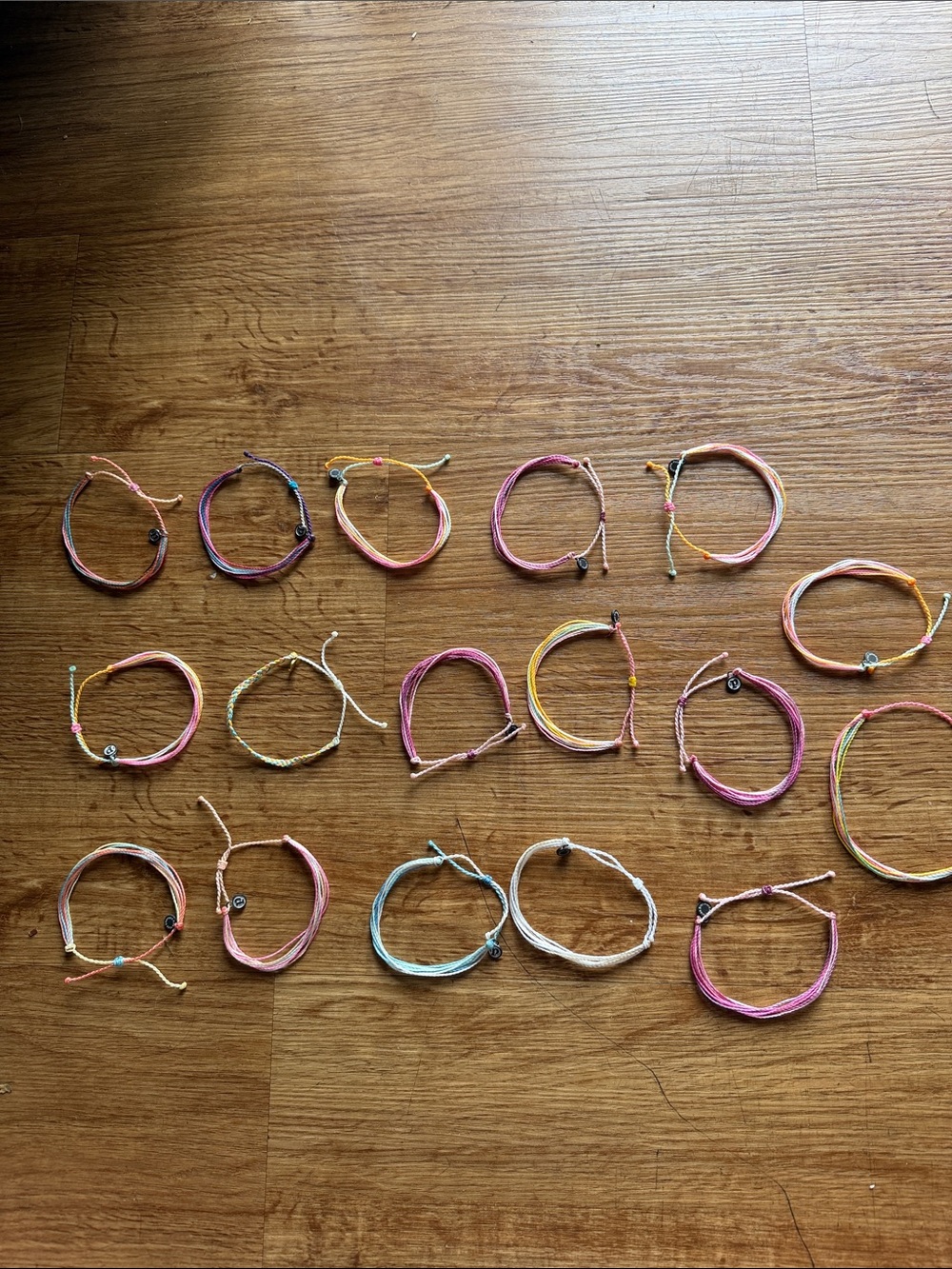 Pura Vida Multicolor String Bracelet Lot - Pink, Yellow, Blue, Purple, Orange